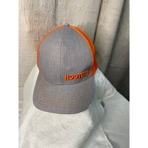 Hooters Gray & Orange Mesh Back Hat Cap Adjustable Novelty Souvenir NWOT